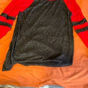 White Birch Red and Black Knit Top